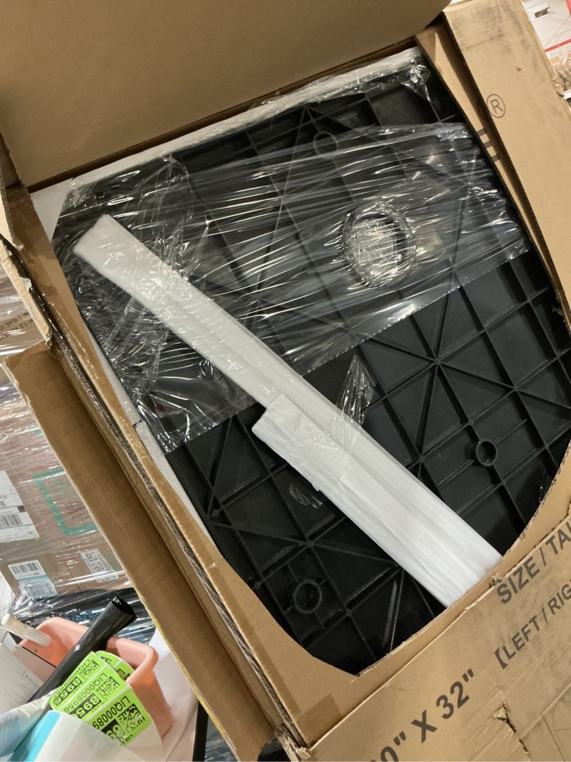 Condition photo showing Good Condition for WOODBRIDGE 59 in L x 31.5 in W Zero Threshold End Drain Shower Base with Reversible Drain Placement, Matching Decorative Plate and Tile Flange, Wheel Chair Access, Low Profile, Black 60"X32" Black