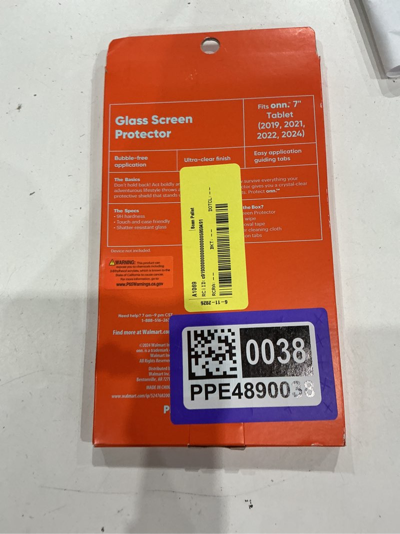 Condition photo showing New/Like New for onn. glass screen protector for onn. 7" tablet gen 1 / 2 / 3 / 4 (2019, 2021, 2022, 2024 model)