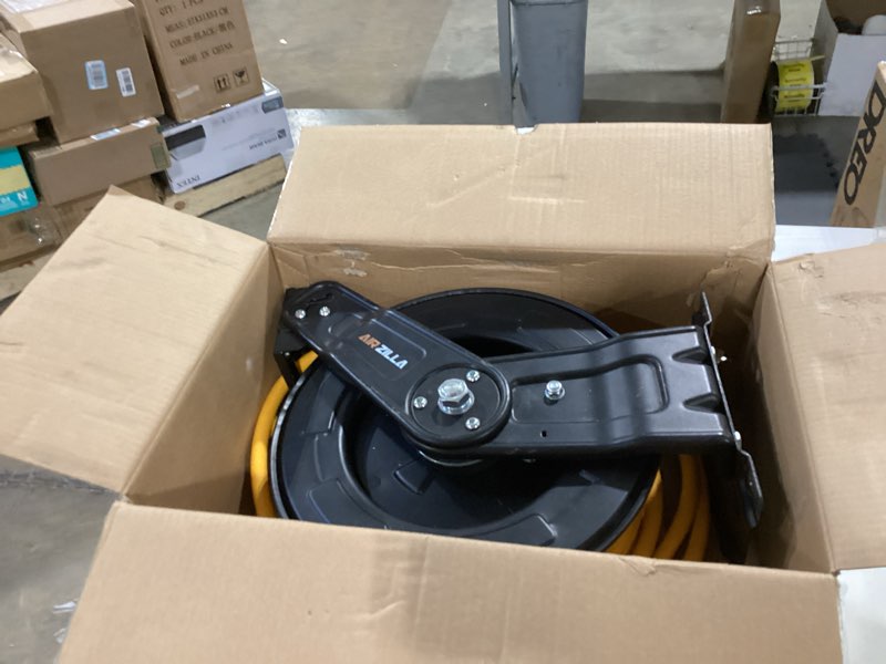 Condition photo showing Good Condition for airzilla steel retractable air hose reel 3/8" inch x 50' feet hybrid polymer hose, heavy duty air hose reel included auto rewind reel | quick air coupler | heavy duty steel frame stainless steel