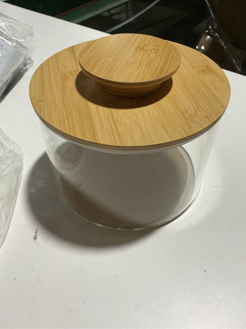 Condition photo showing Good Condition for 141oz Trifle Bowl with Lid, High Borosilicate Glass Serving Bowls with Lids & Bamboo Cover, 2-in-1 Pedestal Salad Bowl & Trifle Dish, 20 Forks & Plates Included for Party