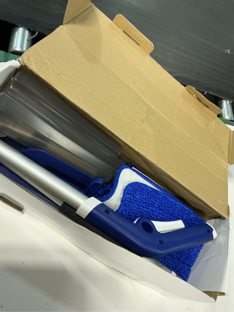 Condition photo showing As Is for powermop floor mop with 720 ml refillable bottle & 3 microfiber pads | powered wet dry mop for kitchen, wood, hardwood, laminate, ceramic tile floors, with washable pads and refillable bottle 01 blue 3pads