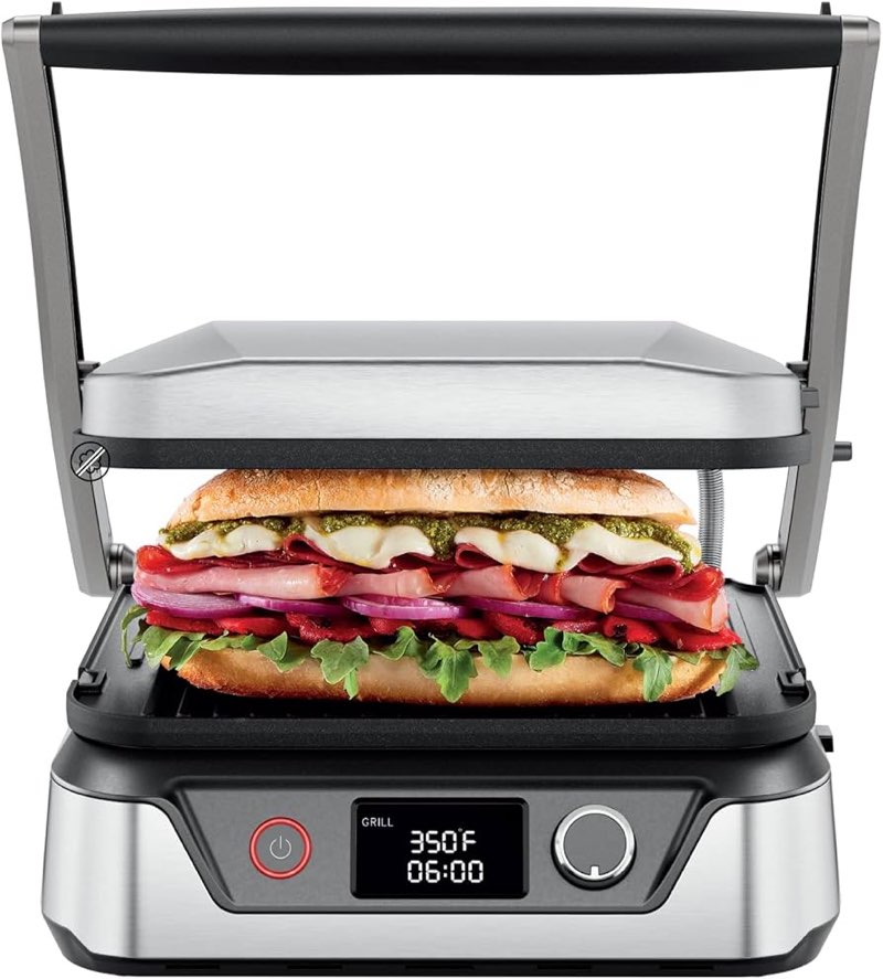 chefman 5-in-1 digital panini press grill sandwich maker and griddle grill combo with removable, rev