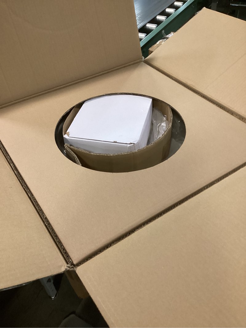 Condition photo showing New/Like New for Modern Large Pendant Light 19.68 inch, 2 Tiers Soft Cream Shades, Natural Wood and Brass Accent, Mid Century Chandelier for Dining Room, Living Room