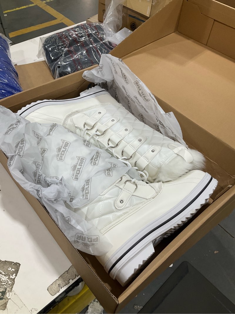 Condition photo showing Good Condition for polar womens snow boot nylon tall winter fur lined snow warm waterproof rain boot 9 white