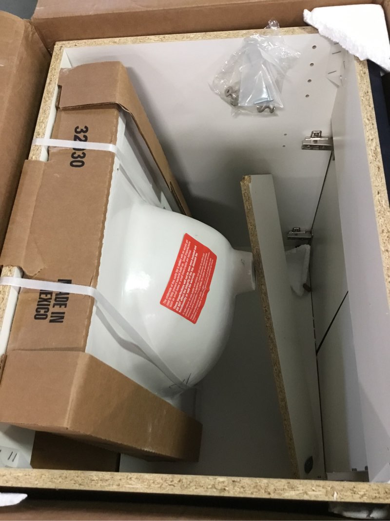 Condition photo showing As Is for  Project Source Dover 24-in Navy Blue Single Sink Bathroom Vanity with White Cultured 