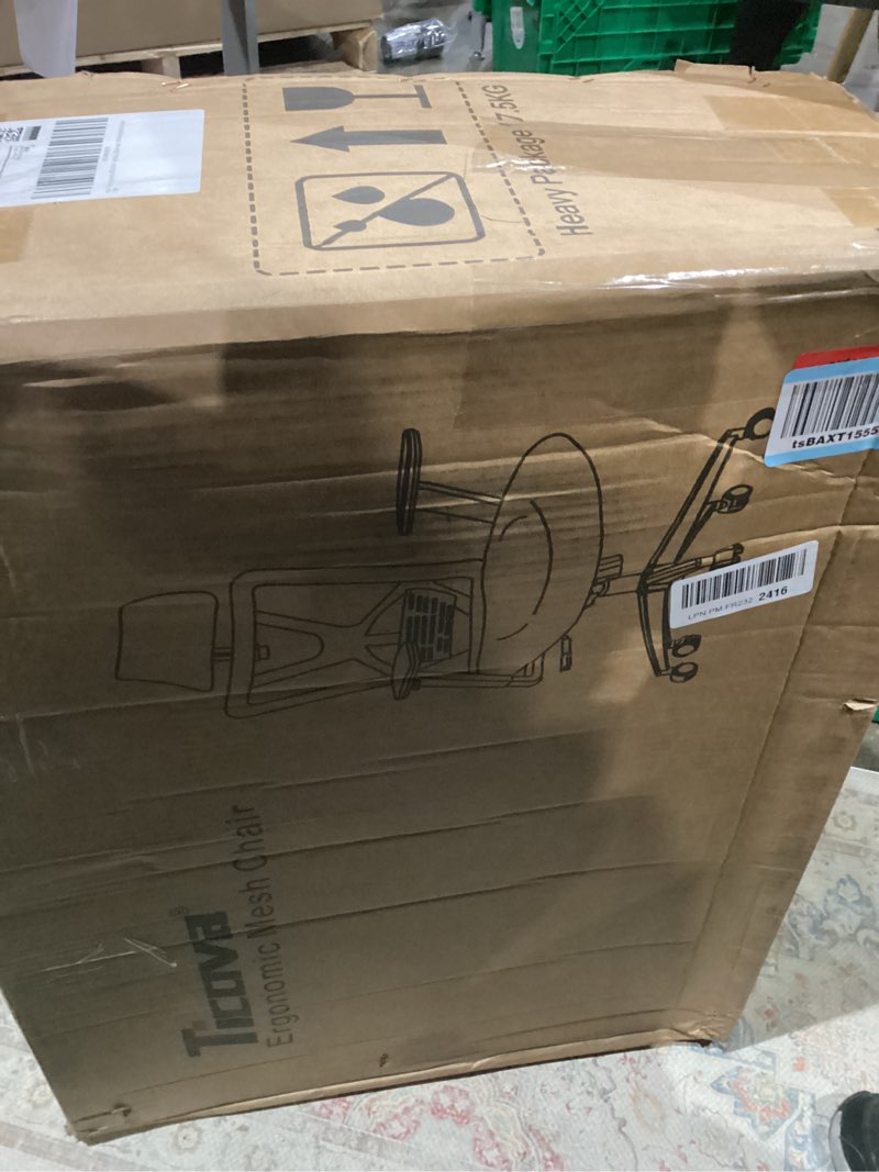 Condition photo showing As Is for Ticova Ergonomic Office Chair - High Back Desk Chair with Adjustable Lumbar Support, Headrest & 3D Armrest - 130°Rocking Mesh Computer Chair