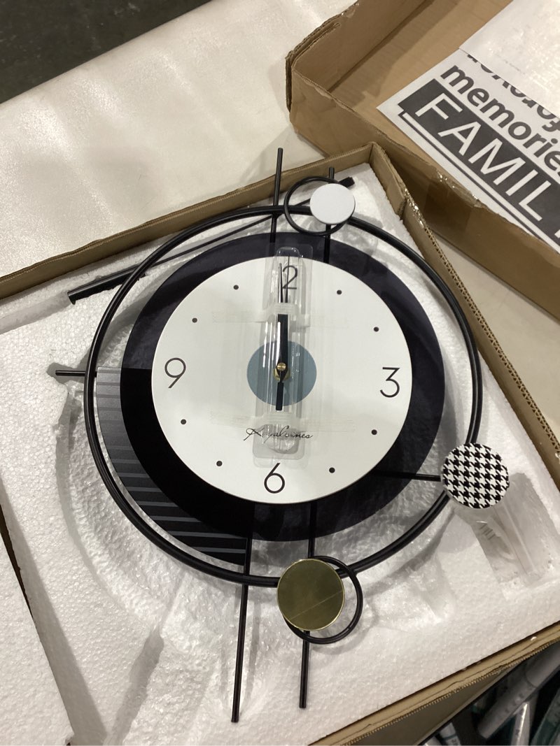 Condition photo showing New/Like New for Large Modern Wall Clock for Living Room Decor Big Decorative Wall Clock 14 Inch Pendulum Clock Battery Operated Non Ticking for Bedroom Kitchen Office Home Unique Clocks Wall Decor