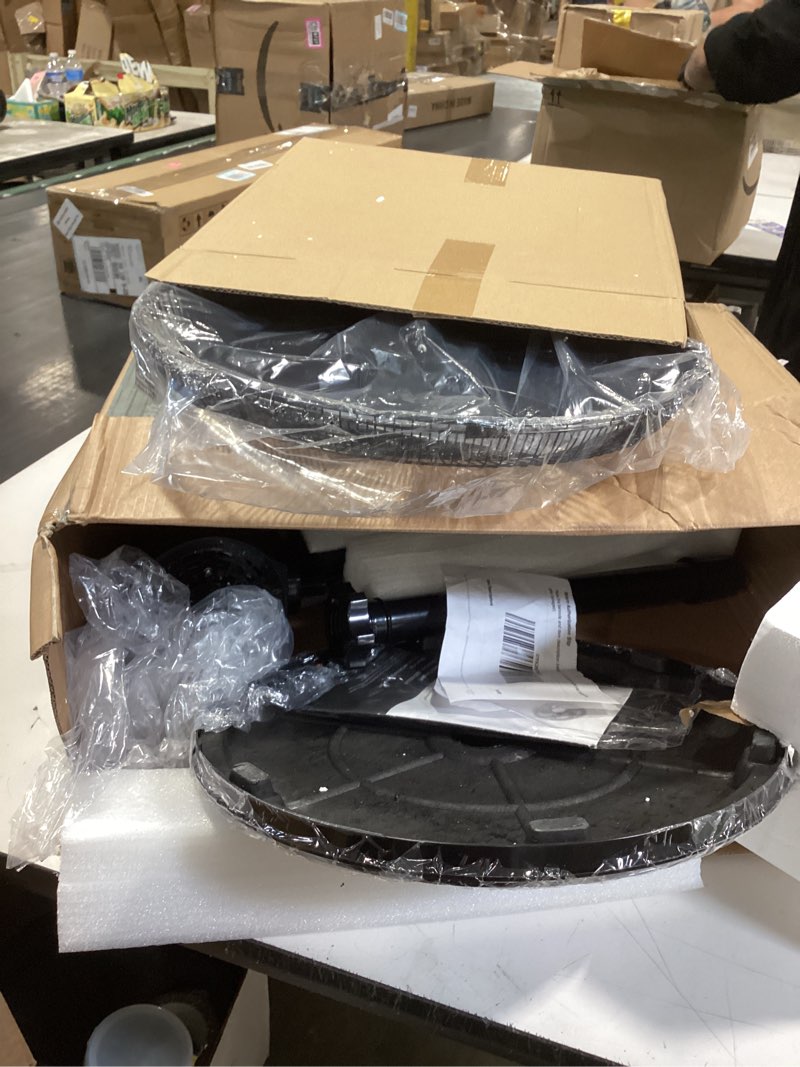 Condition photo showing As Is for newbulig 17" pedestal fans with remote, oscillating standing fan with 3 speed & 3 model, quiet timer stand up fan for indoor, bedroom, living room, adjustable height & tilt head, easy assembly black 17.13" * 17.13" * 51.18"