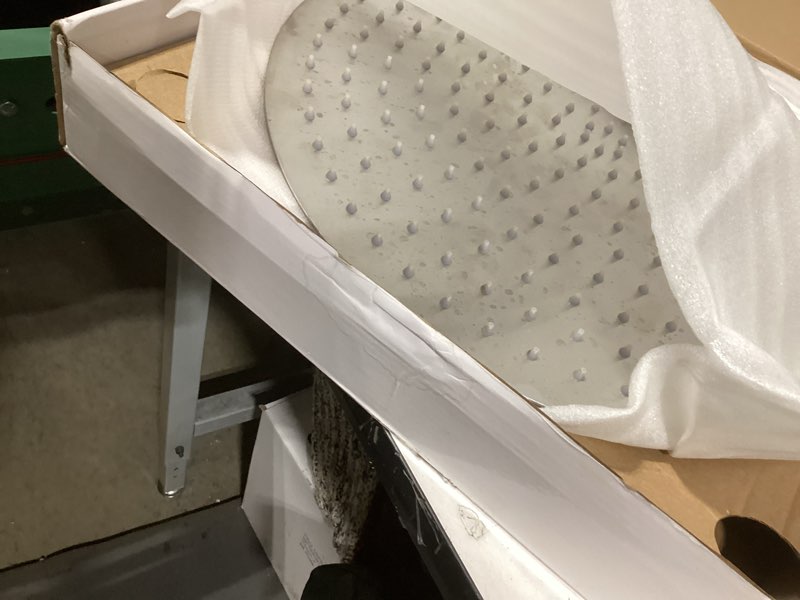 Condition photo showing As Is for GGStudy Round 16 Inch Stainless Steel Shower Head Rain Style Shower Head Brushed Nickel Hiqh Pressure 16inch Brushed Nickel