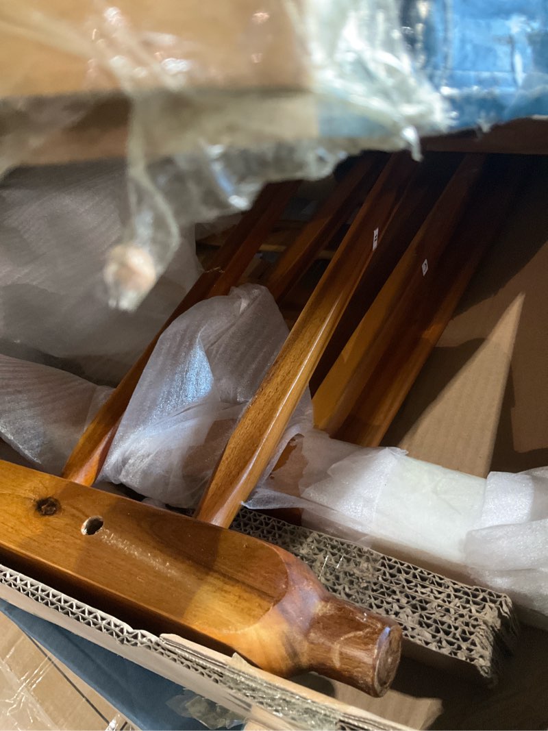 Condition photo showing As Is for style selections wood frame rocking chair with slat seat