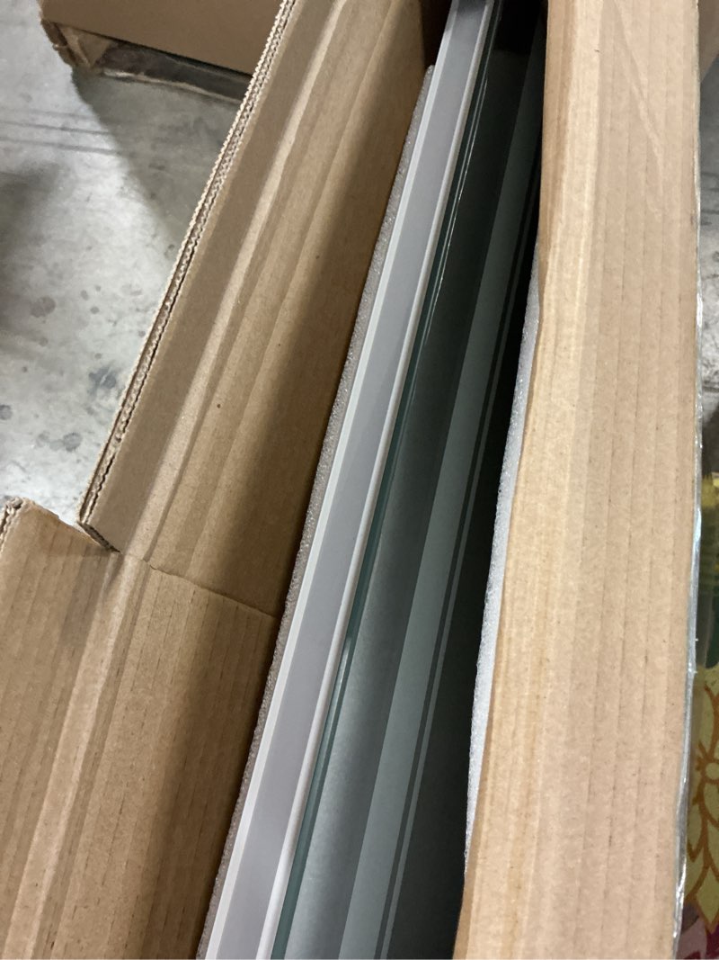 Condition photo showing Good Condition for LED Bathroom Mirror, 24x32 Inch Gradient Front and Backlit LED Mirror for Bathroom, 3 Colors Dimmable CRI>90 Double Lights, IP54 Enhanced Anti-Fog, Hanging Plates Vanity Mirror with Lights Front and Backlit 32"L x 24"W