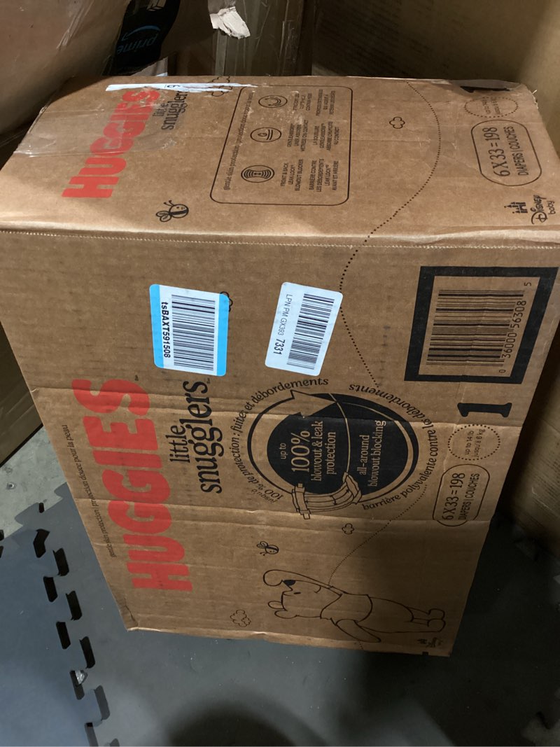 Condition photo showing Good Condition for huggies size 1 diapers, little snugglers diapers, size 1 (8-14 lbs), 198 count (6 packs of 33), packaging may vary size 1 198
