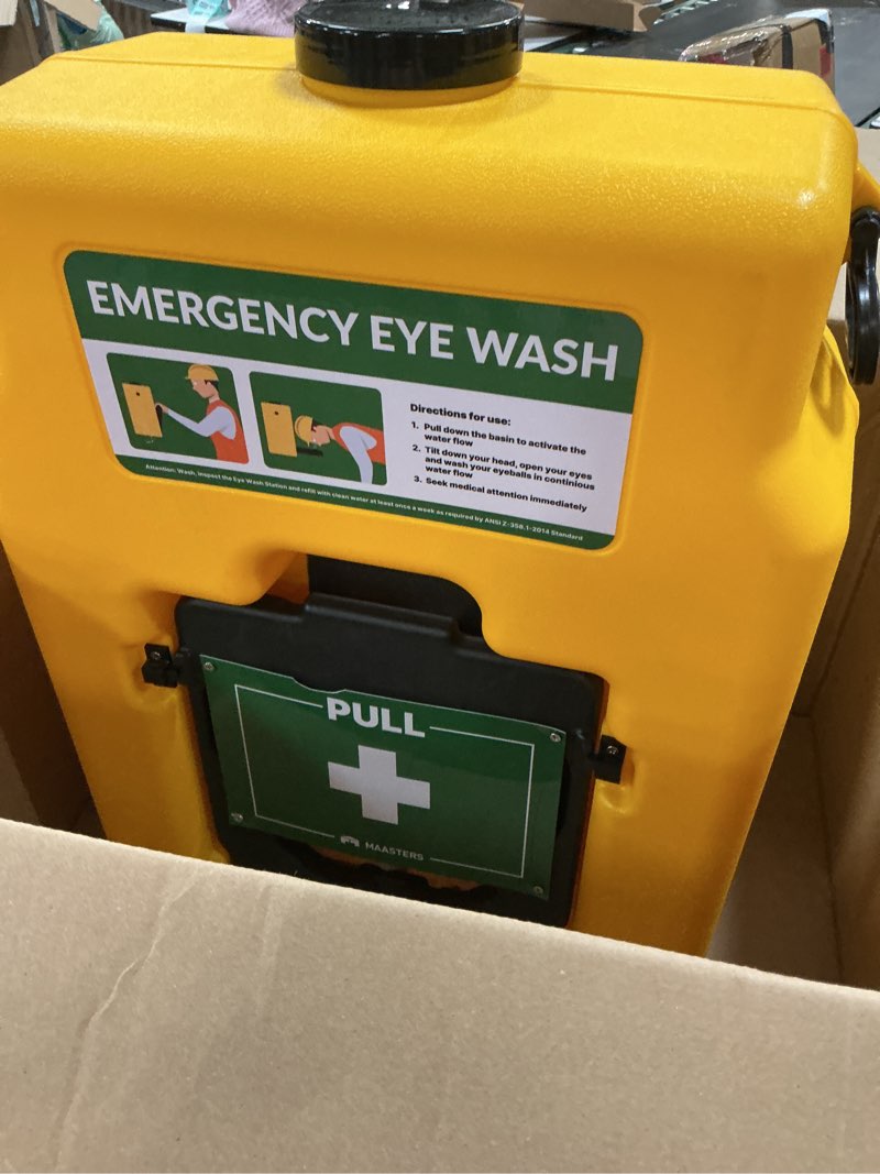 Condition photo showing Good Condition for 15gal Portable Eye Wash Station, Wall Mount Eyewash Station OSHA-Approved, Emergency Eye Wash Station with Mirror & Dual Spray, First Aid Eye Wash Units, Ansi Certified Eye Washing Station