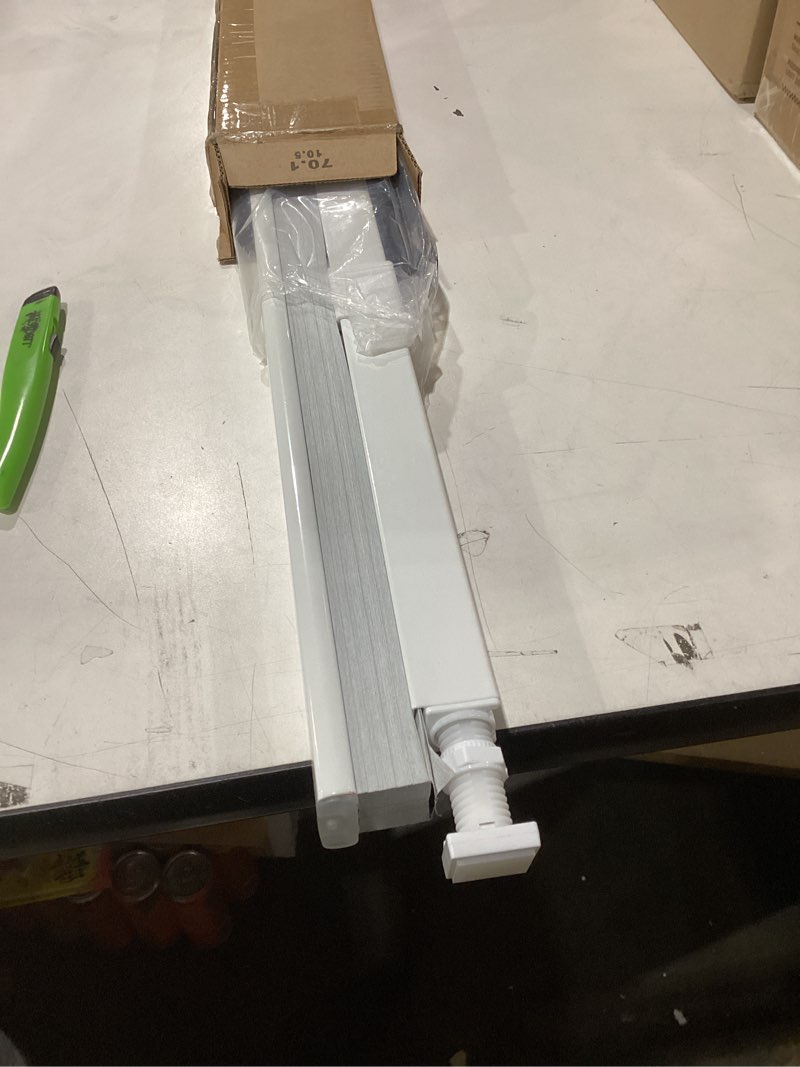 Condition photo showing As Is for LazBlinds Cordless Cellular Shades, No Tools No Drill Blackout Honeycomb Shades Pleated Blinds for Windows, 28'' W x 36'' H, Silver White Blackout-silver White 28'' W x 36'' H