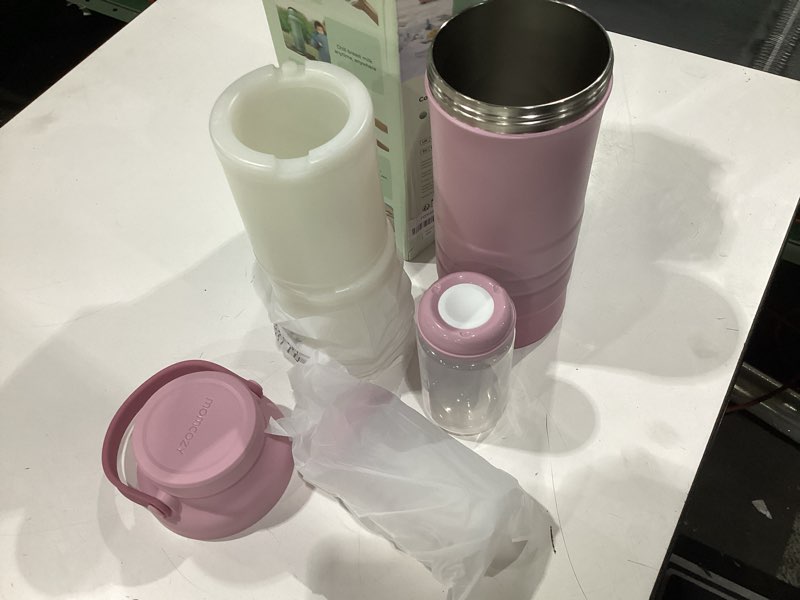 Condition photo showing New/Like New for momcozy 22oz portable breast milk cooler for outdoor, life saver with 360° total cooling for 24 hours, larger capacity travel breastmilk chiller with 2pcs baby bottles for breastmilk storage, pink