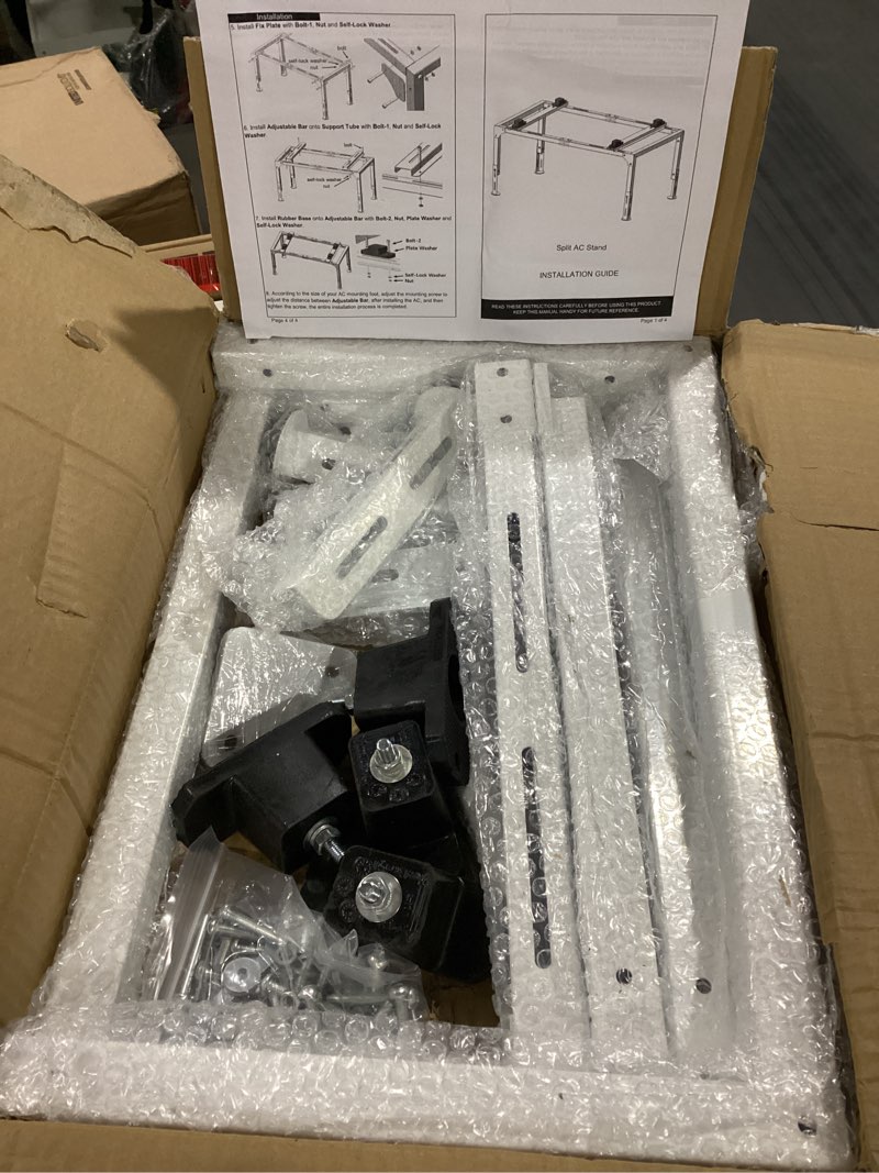 Condition photo showing New/Like New for anti-vibration mini split stand for 9,000-24,000 btu ductless mini split air conditioner heat pump, adjustable heavy duty mini split ground stand for outdoor use, 400lbs load capacity