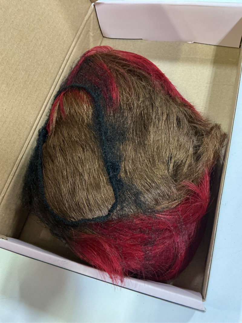 Condition photo showing Good Condition for Short Pixie Cut Human Hair Wig For Black Women Human Hair Glueless None Lace Front Wig With Bangs Natural Straight Wigs For Daily Use Wear and Go burgundy-4"