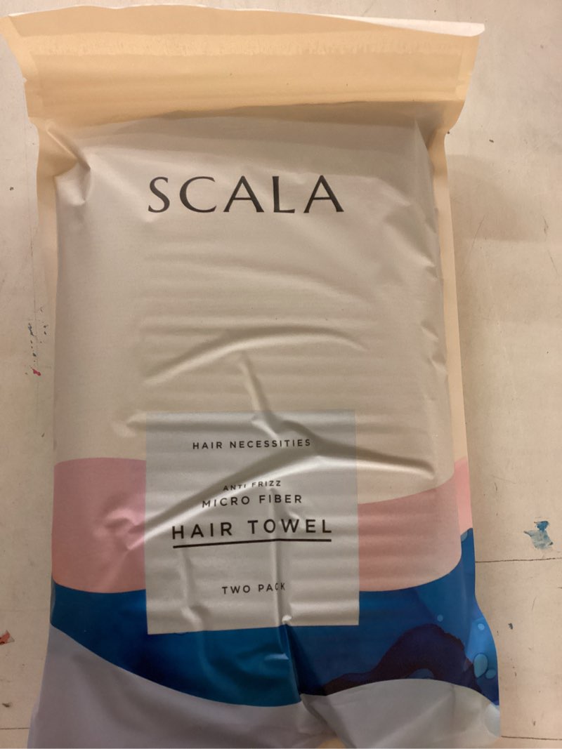 Condition photo showing New/Like New for scala microfiber turban hair towel wrap (2 pack) for women - fast dry, super absorbent, anti-frizz, tangle-free, quick drying and plopping for wet curly hair