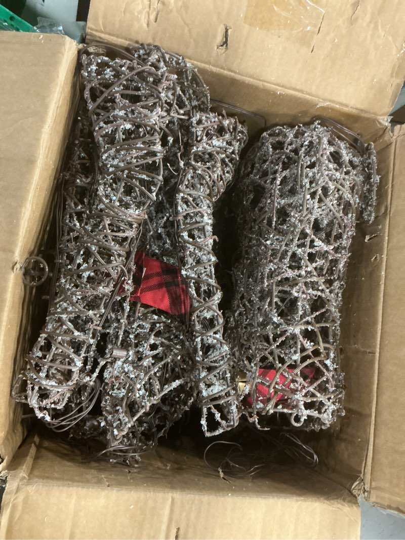 Condition photo showing Good Condition for HOYECHI Christmas Decorations Outdoor Reindeer Family - 4-Piece 3D Lighted Deer Set with 245 LED Lights, Yard Christmas Decor with Stakes for Front Yard, Lawn, Garden, Porch, Holiday - Rattan