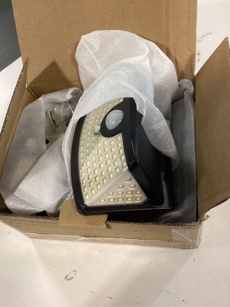 Condition photo showing Good Condition for aootek new solar motion sensor lights 120 leds with lights reflector,270° wide angle, ip65 waterproof, step lights for front door, yard, garage, deck (black, daylight white, 4-pack) black shell-daylight white 4 pack