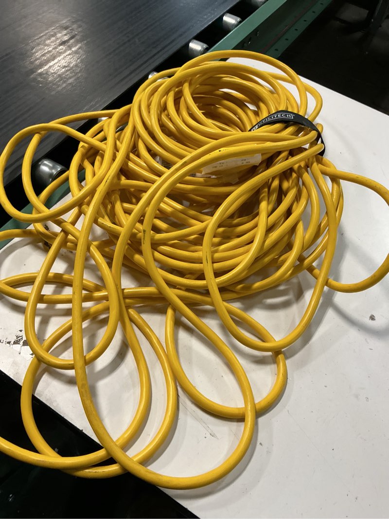 Condition photo showing As Is for utilitech 50-ft 12 / 3 heavy duty 3 prong yellow outdoor extension power cord