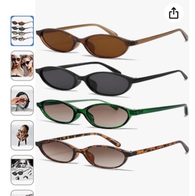 miyya Old Money Polarized Oval Sunglasses – 2025 Edition, UV400 Protection, Feather-Light Fit & Trendy Colors Set of 4 (similar to stock photo)