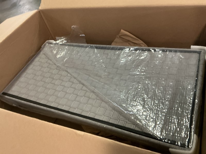 Condition photo showing Good Condition for B FSOBEIIALEO Folding Storage Ottoman, Faux Leather Footrest Seat Long Bench Storage Box Chest, Grey 30\"x15\"x15\" Grey Large 2 pack 