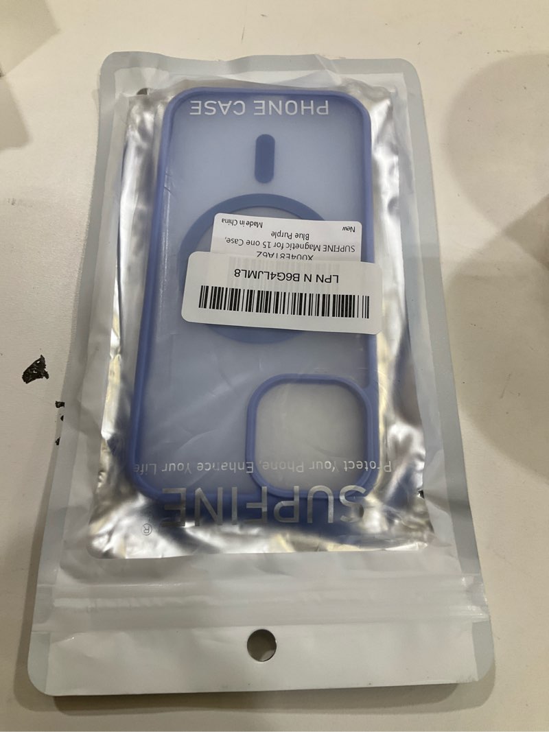 Condition photo showing New/Like New for SUPFINE Magnetic for iPhone 15 Case (Compatible with MagSafe) (Military Grade Drop Protection) Slim Translucent Matte Shockproof with Anti-Fingerprint Phone Case, Blue Purple Blue Purple iPhone 15