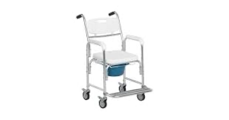 aliseniors 3-in-1 rolling shower chair with wheels, bedside commode transport wheelchair, waterproof