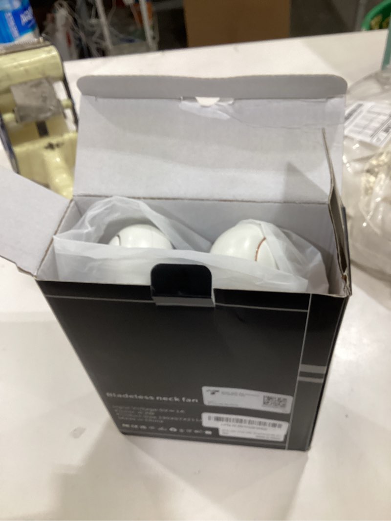 Condition photo showing New/Like New for neck fan, personal fan with led display, usb-c rechargeable, 4000mah-battery, 3-speed adjustment & whisper-quiet operation, perfect for home, travel, sports white casual