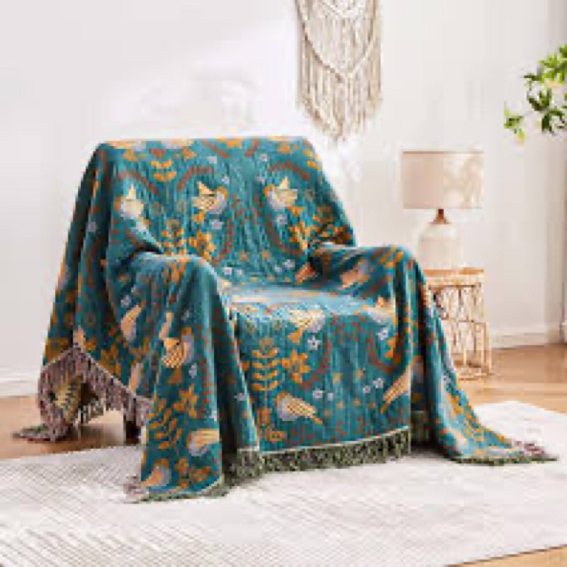 xiblc boho throw blanket 100% cotton ultra soft luxury throw rustic quilt 50"x60" floral printed far