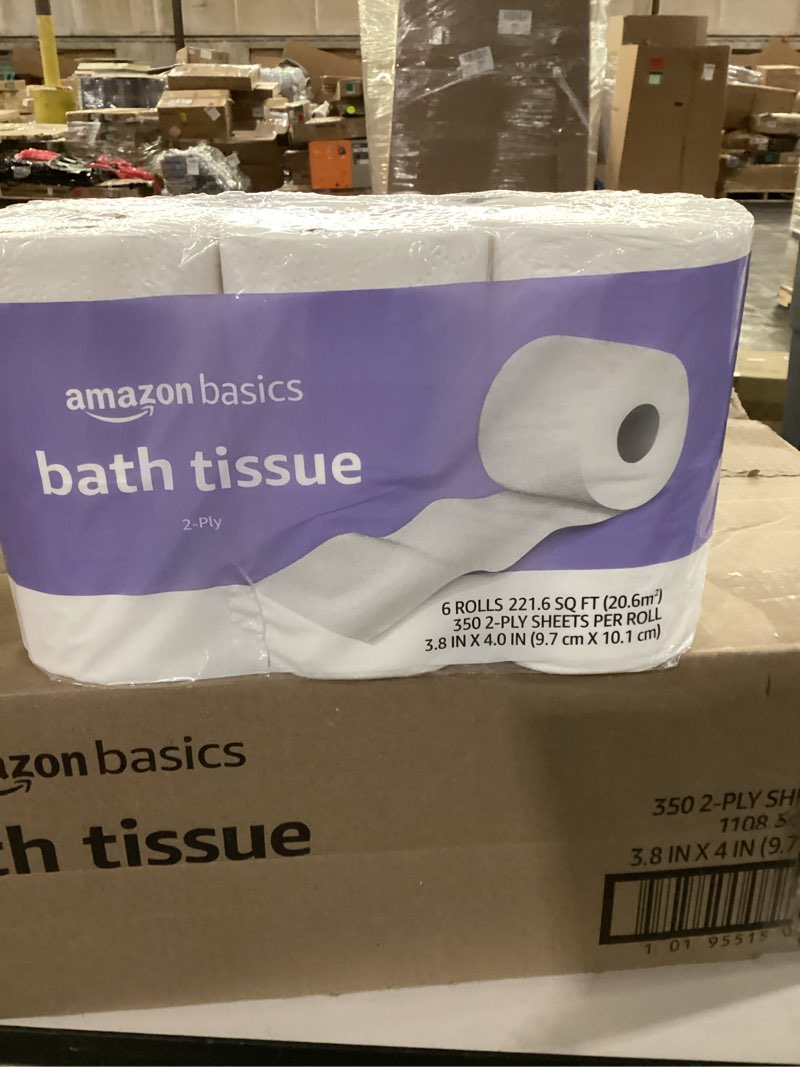 Condition photo showing New/Like New for Amazon basics bath tissue Amazon Basics Soft and Strong 2-Ply Toilet Paper, 30 Ultra Rolls = 120 Regular Rolls, Unscented, 340 Sheets, FSC Certified Visit the Amazon Basics Store