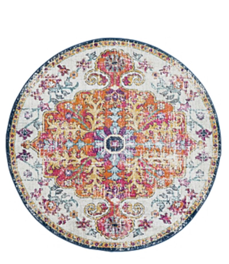  Surya Harput HAP-1000 72 x 72  Round Fabric Rug in Burnt Orange/Blue/Aqua