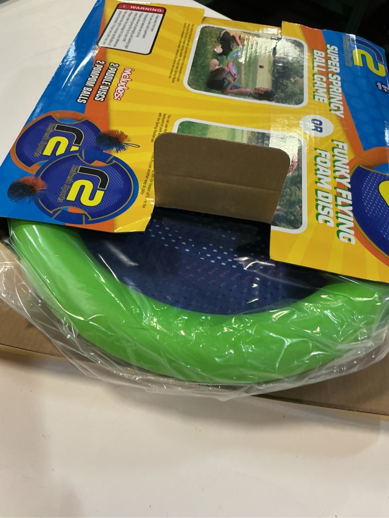 Condition photo showing Good Condition for fun bouncy paddle & stringy ball toss & catch game - easy to use for kids all ages - soft foam design for safe play indoors or outdoors - also works as flying disc - great gift idea for boys & girls red & green