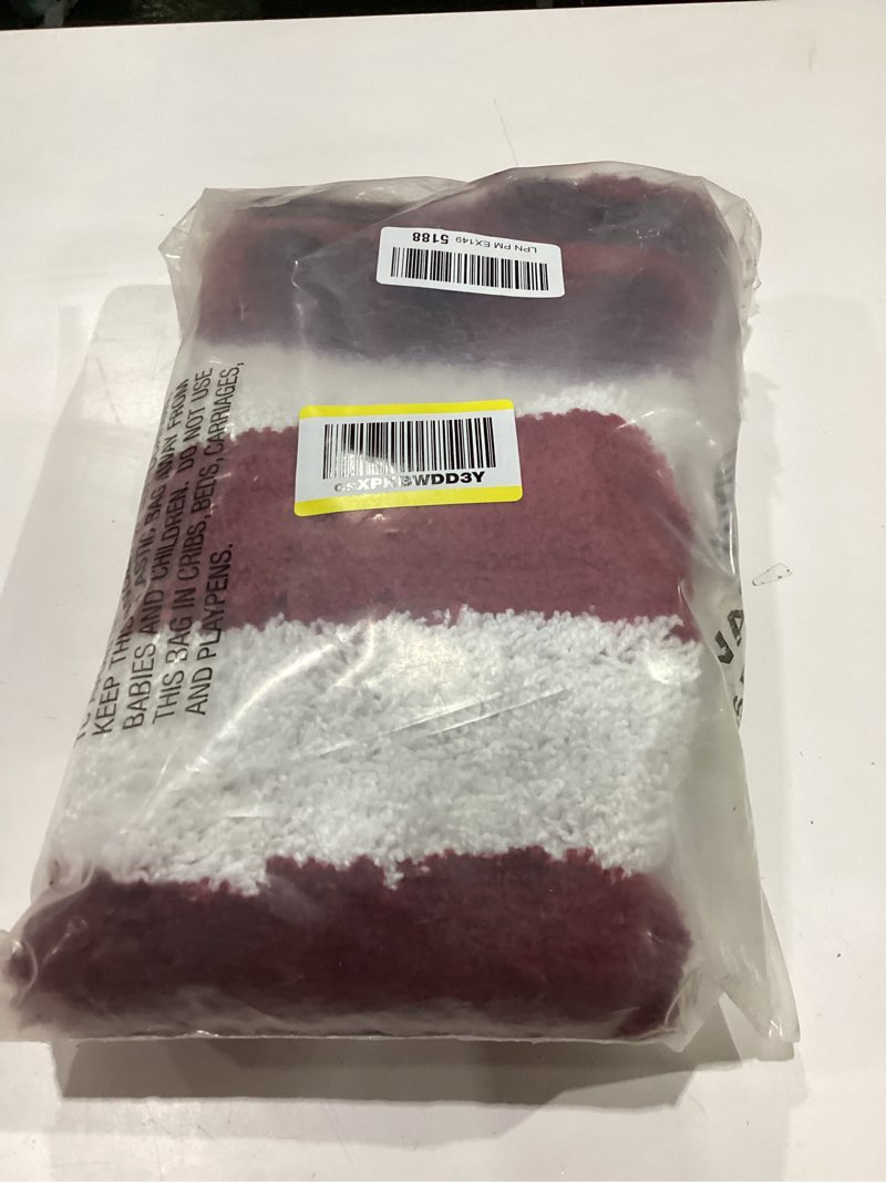 Condition photo showing Good Condition for Garland Rug Beach Stripe Crimson Red Striped Washable Bath Rug – Non-Slip, Quick-Dry, Soft & Absorbent Bathroom Mat, Machine Washable, Coastal Décor (21" x 34") 1'9" x 2'10" (Rectangular) Crimson Red/White