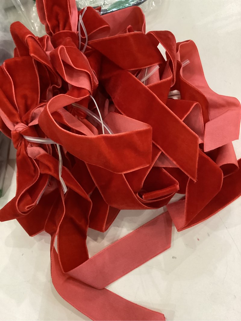 Condition photo showing Good Condition for 12Pcs Red Velvet Ribbon Bows Christmas Tree Decorations,5in x 10in Xmas Ornaments for Tree Home Party Front Door Wreath Holiday Decor