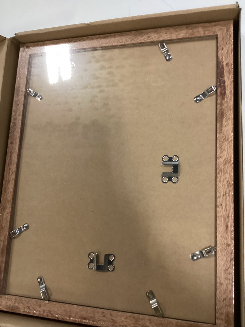 Condition photo showing New/Like New for irahmen 11x14 picture frame set of 2 with tempered glass, rustic brown frame display 8x10 pictures with mat or 11 x 14 without mat, wooden photo frame for horizontal or vertical wall mount rustic brown 11x14