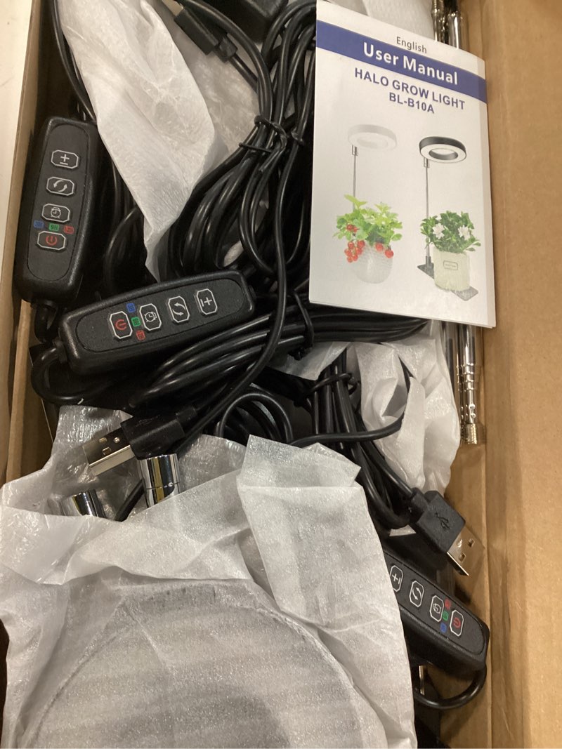Condition photo showing New/Like New for aokrean grow lights for indoor plants, full spectrum plant lights for indoor growing, height adjustable halo grow light with base, 3 optional spectrums, auto timer 3/9/12hrs, 10 brightness, 5 pack 3.4in-black 5 pack
