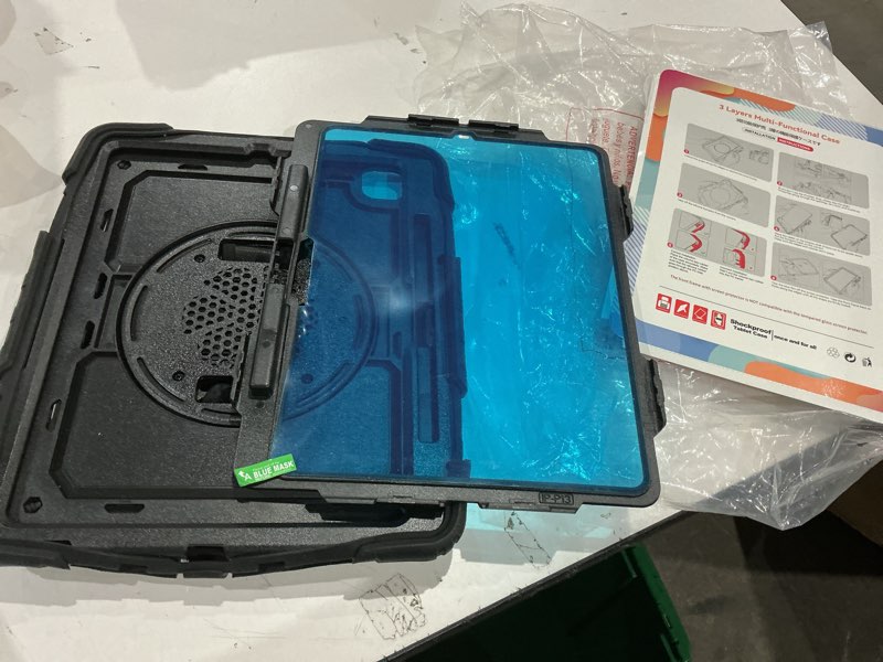 Condition photo showing Good Condition for seymac stock for ipad pro 13 inch protective case m5 2025/m4 2024, heavy duty case with screen protector, pencil holder, rotating stand, hand strap, shoulder strap, black black case for ipad pro 13 inch