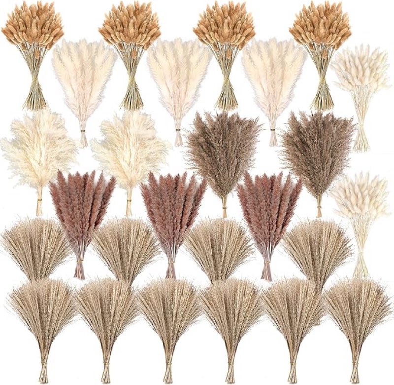 610 pcs dried pampas grass decor, dried flower bouquets for wedding, home, centerpiece table, modern home, western living room, nurserie, nursery, boho room, beach, women office, and boho decor