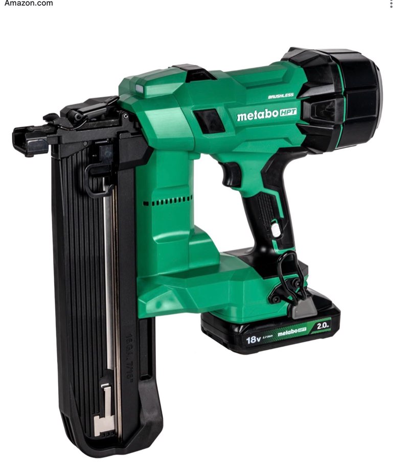 metabo hpt 18v cordless 7/16-inch medium crown stapler kit, air spring drive, high power - low recoil, 1 to 2-inch staple length, 150 staple capacity, adjustable nose, led light, n1808da