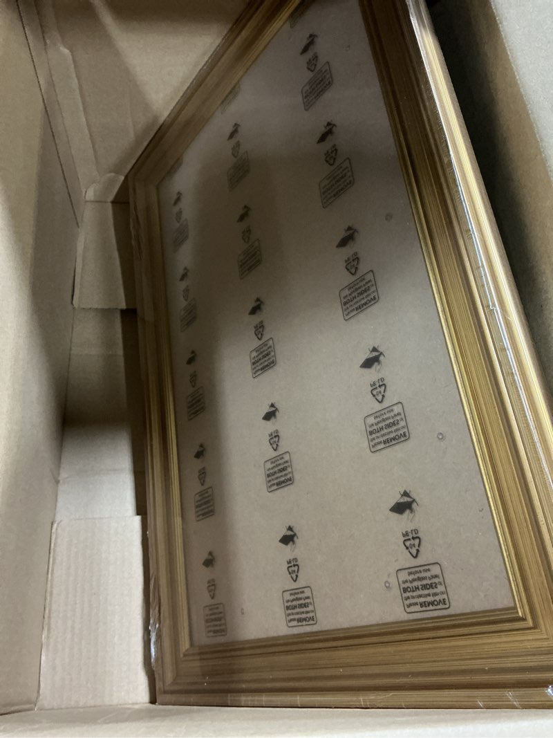 Condition photo showing New/Like New for GULETHUN 12x18 Frame, Transitional Modern Design Picture Frames, 12 by 18 Rustic Poster Frame for Home Decor, Gold Vintage Photo Frame, Horizontal or Vertical Display, Choose Size & Color Gold 12x18in