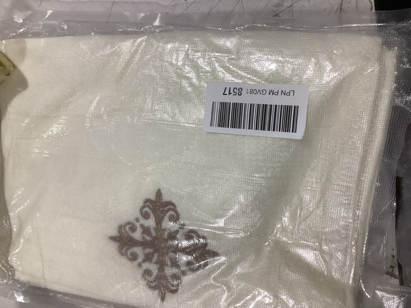 Condition photo showing As Is for fuweave 3 pcs vintage brown hand towels fancy decorative bathroom towels 13.3 x 29.5'' luxury damascus embroidered 100% cotton soft absorbent for bathroom kitchen boho decor cute color scroll flower
