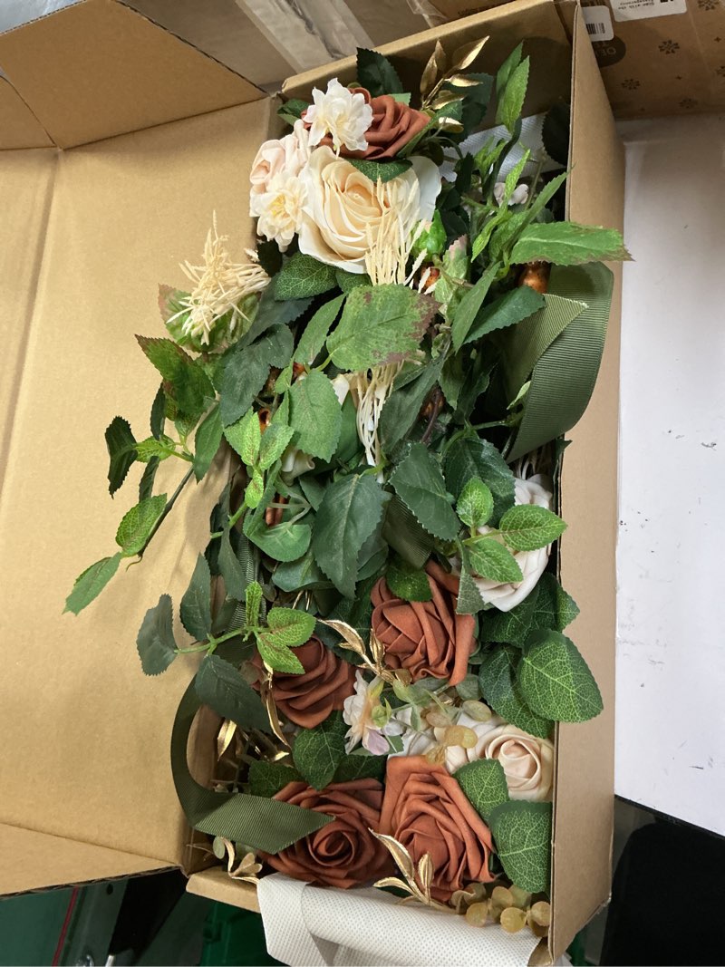Condition photo showing Good Condition for Ling's Moment Wedding Aisle Flowers Decorations 8pcs Chair Decorations Sunset Terracotta for Wedding Ceremony Reception Outside