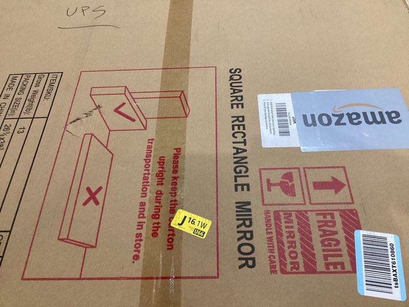 FARMER 24x36 Inch Black Bathroom Mirror, Rectangle Wall Mounted Mirror, Vanity Mirror, Brushed Squar