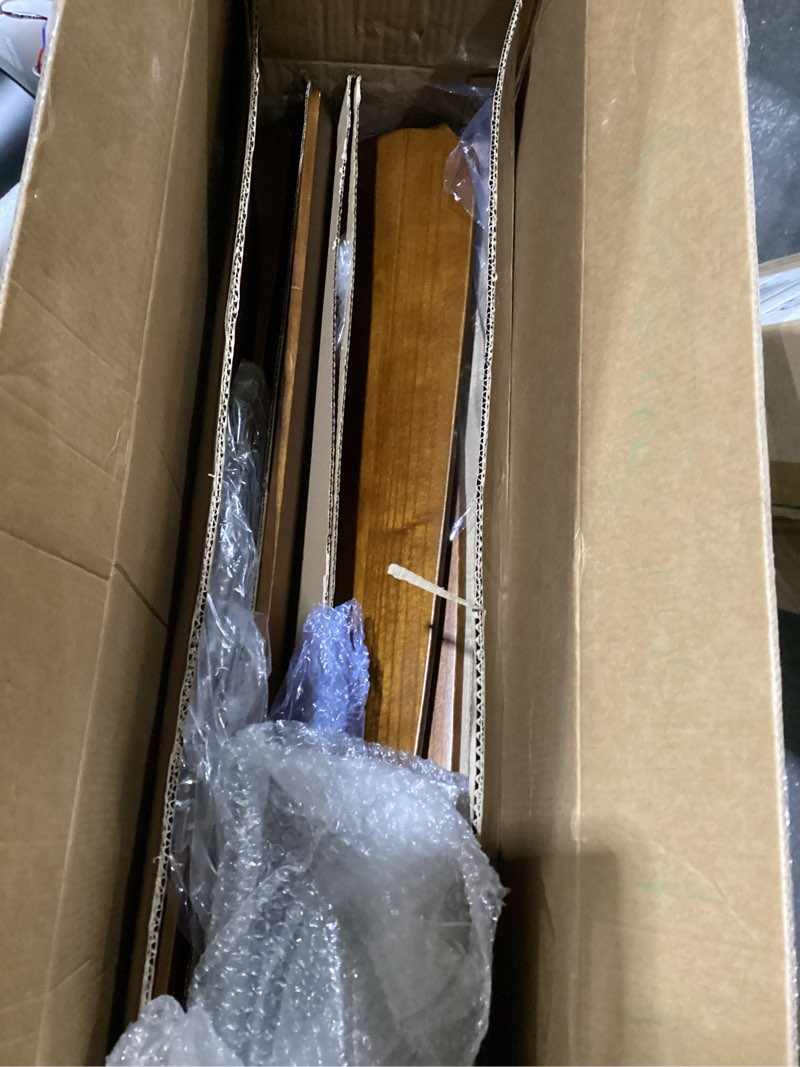 Condition photo showing As Is for WINGBO 54 Inch Flush Mount DC Ceiling Fan with Lights and Remote, 5 Reversible Carved Wood Blades, 6-Speed Noiseless DC Motor, Hugger Ceiling Fan in Matte Black Finish with Walnut Blades, ETL Listed Black and Walnut 54"