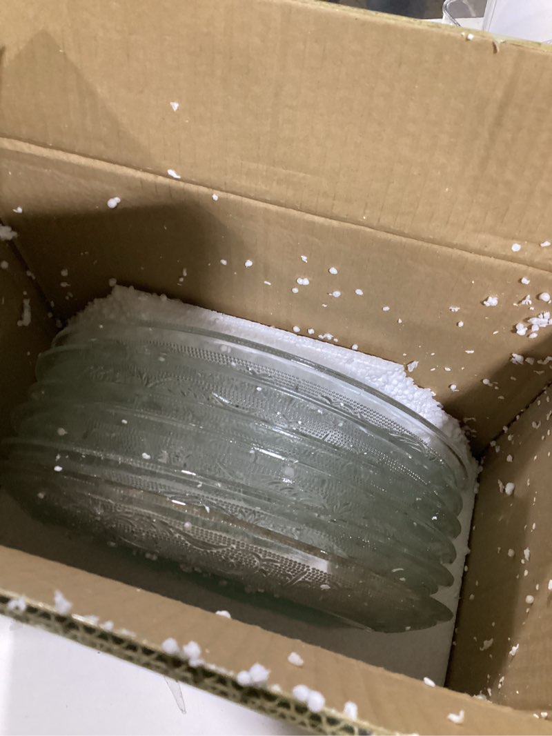 Condition photo showing Good Condition for 10'' large clear glass dinner plates,round glear glass plates set of 6 dinnerware plate for salad,pasta 10inch