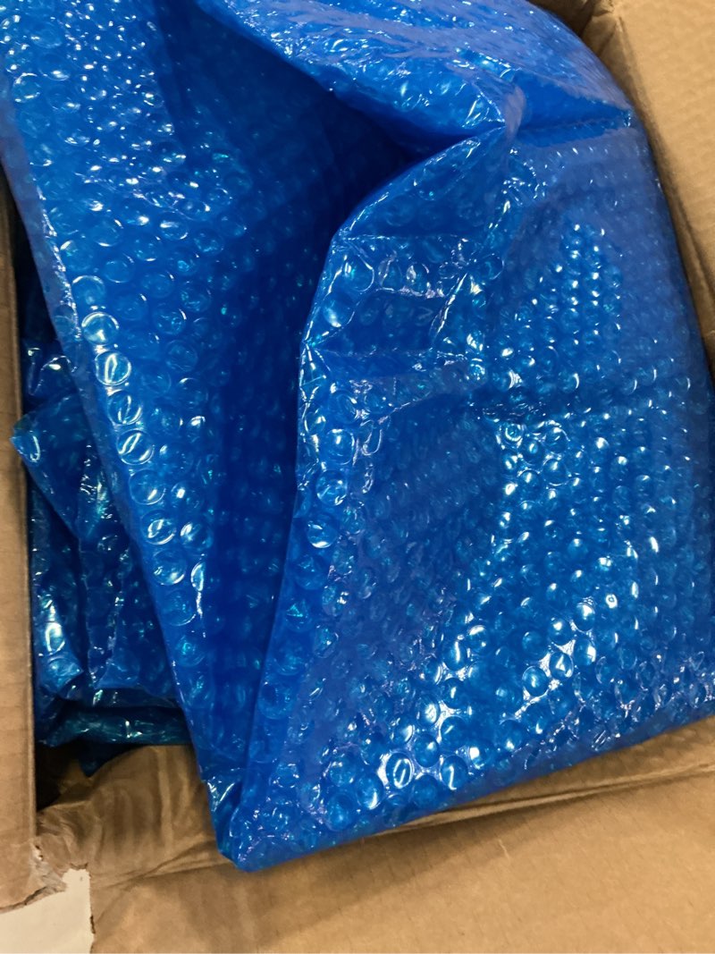 Condition photo showing Good Condition for solar pool cover 8 ft diameter round solar blanket for above ground inground pools, hot tub spa bubble wrap pool protector, 12 mil circle thermal covers floating blanket mat for swimming pools
