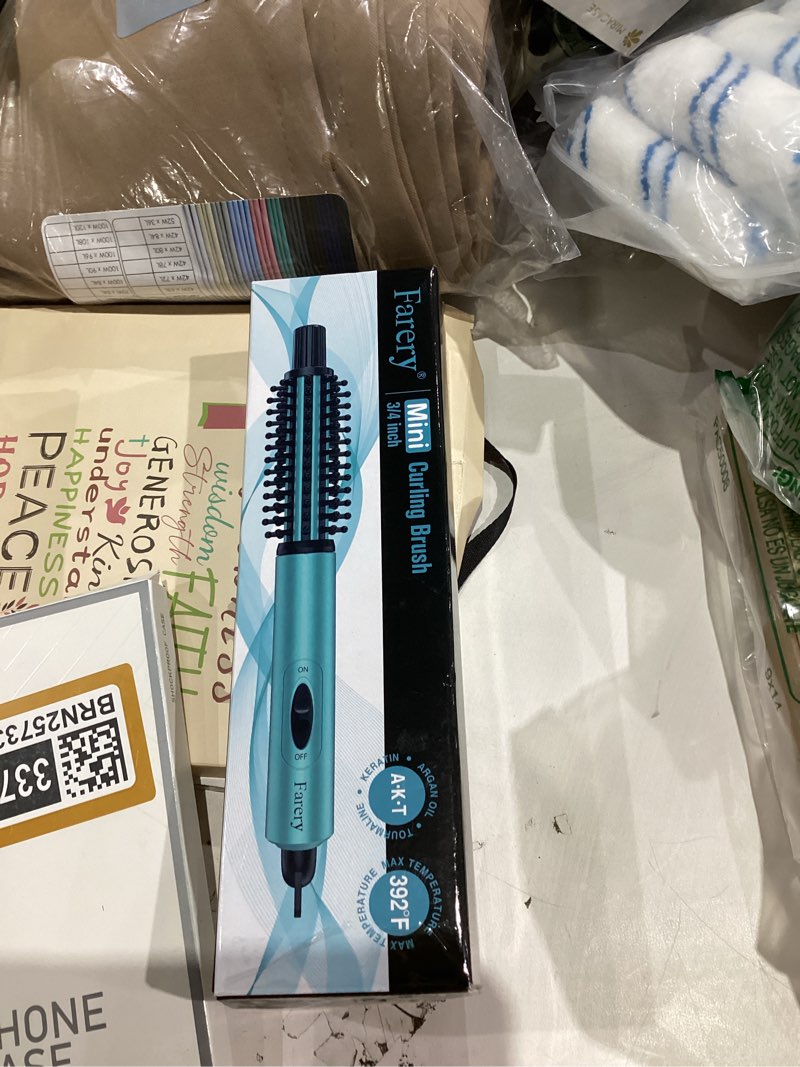 Condition photo showing New/Like New for Farery Mini Thermal Brush, Curling Iron 3/4 Inch, Heated Round Brush for Volumizing and Small Curls, Travel Size Hot Brush for Short & Thin Hair, Dual Voltage, One Heat 392°F, Touch-ups, Blue