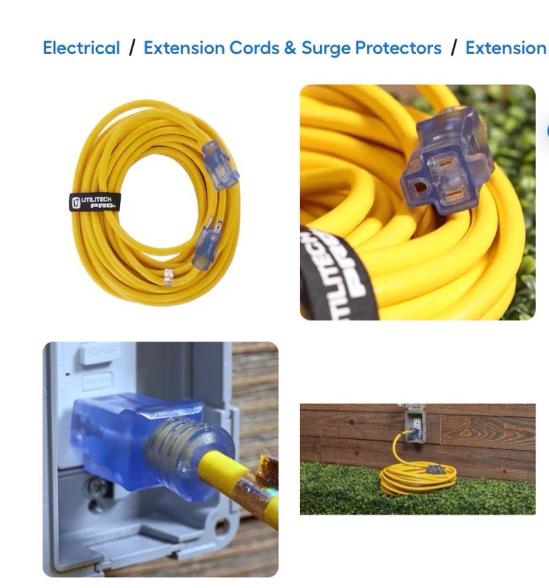 Utilitech 50-ft 12 / 3 Heavy Duty 3 Prong Yellow Outdoor Extension Power Cord